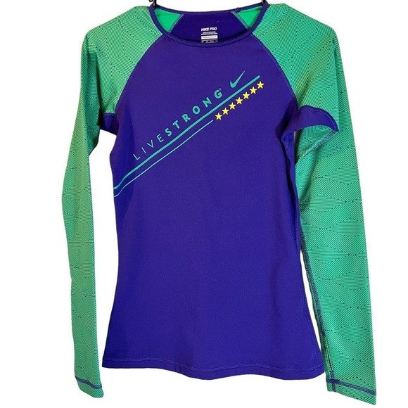 Nike Pro Livestrong Long Sleeve Athletic Workout Top - Picture 1 of 6